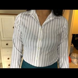 BANANA REPUBLIC white stripe button down